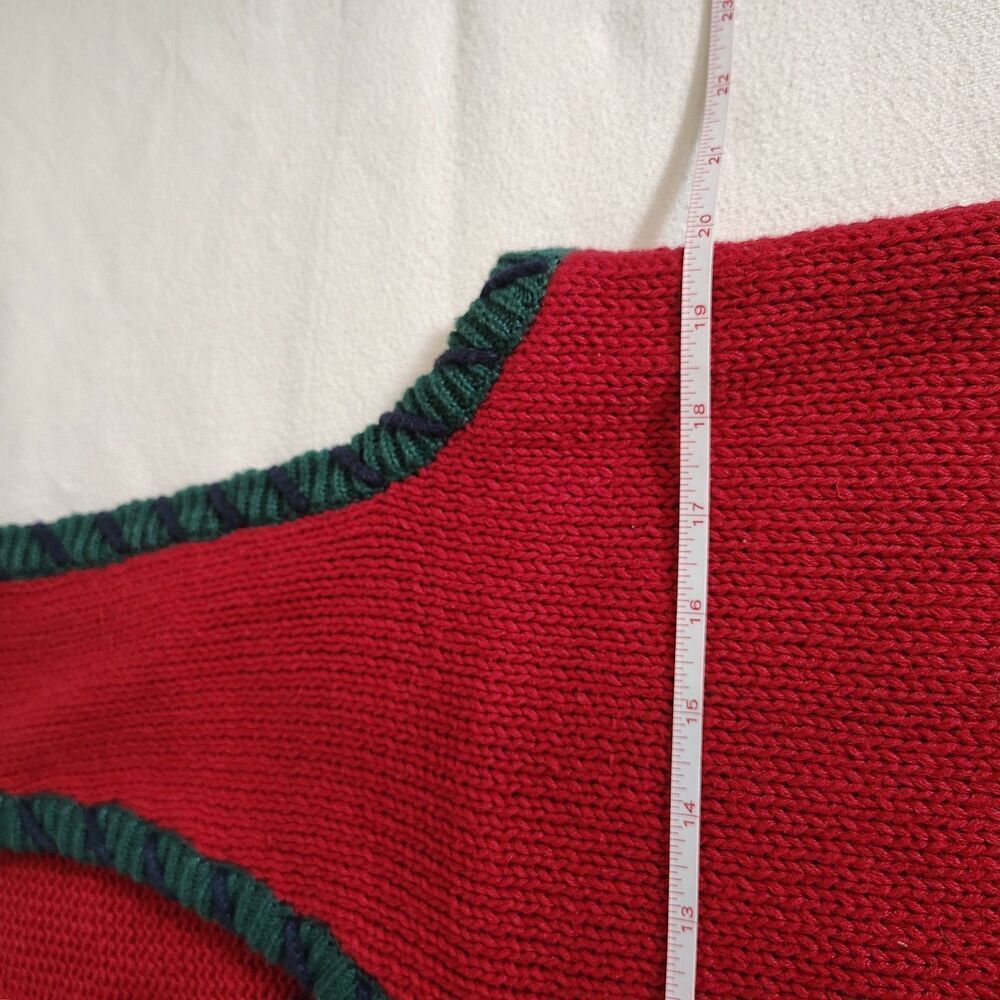 Vintage Southwestern Sweater Vest L Red Aztec Geometric Tribal Knit Button - Picture 5 of 7